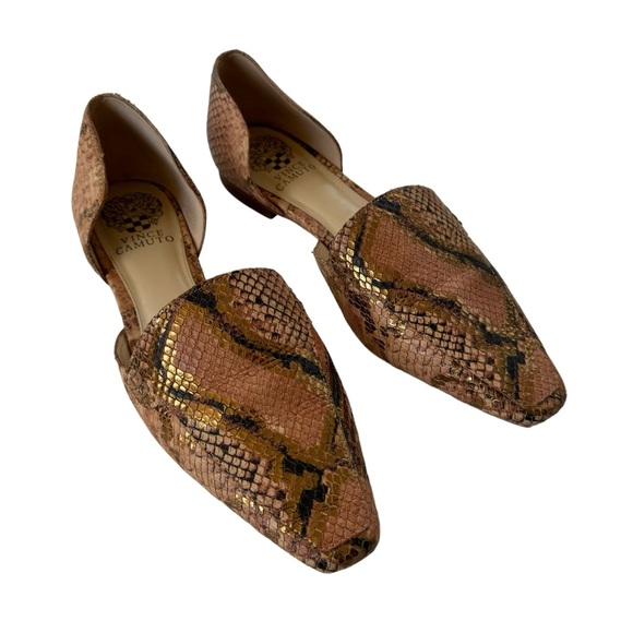 Vince Camuto Shoes - Vince Camuto Kordie D’orsay Metallic Snakeskin Flat Size 9.5 WORN ONCE